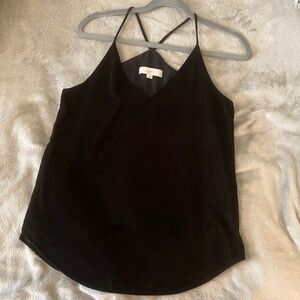 LOFT Black Velvet Racerback Spaghetti Strap Swing Top